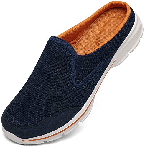 Zapatillas de Casa Mujer Hombre Zuecos de Algodón Comodas Transpirable Casual Pantuflas Exterior y Interior, Azul Naranja, 42 EU