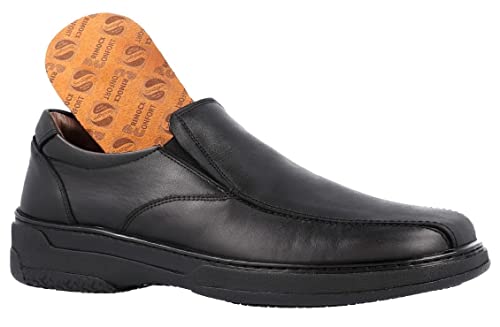 Zapatos Primocx 6986 Apto para diabéticos. Tallas 38-47 Corte-Piel,Forro-Piel,Plantilla Especial Extra Gruesa y Extraible. Hecho en España. (42 EU, Negro)