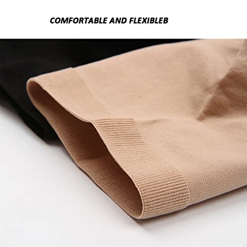 ZAYZ Muslo Punta Abierta Medias de Compresión, 15-21 mmHg Apoyo Firme con Banda de Puntos de Silicona, Mujeres Hombres Manguera hasta el Muslo (Color : Black+Skin, Size : S)