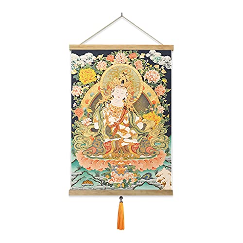 ZDDZ Tapiz de Tela Buddha Thangka Tapices Protección de Borde de Pino Huang Caishen / 4 Wall Guanyin / 5 Fortuna/Medicine Buddha/Shakyamuni Buddha