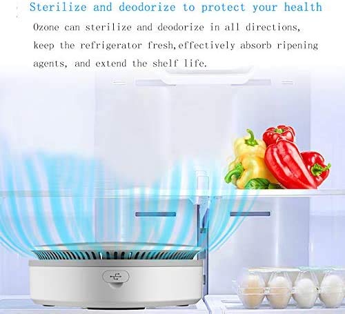 Zeerkeer Ozono Refrigerador Purificador Mini Generador de Ozono Portátil Purificador de Aire USB Recargeable Esterilizador para Congelador, Gabinete de Zapatos, Armario