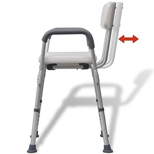 Zerone - Silla de ducha con respaldo y asa, altura ajustable, silla de ducha para personas mayores, silla de baño para personas con discapacidad, asiento de baño, carga máxima de 100 kg