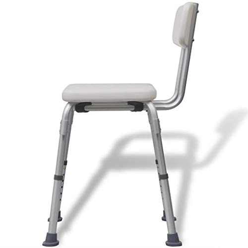 Zerone - Silla de ducha con respaldo y asa, altura ajustable, silla de ducha para personas mayores, silla de baño para personas con discapacidad, asiento de baño, carga máxima de 100 kg