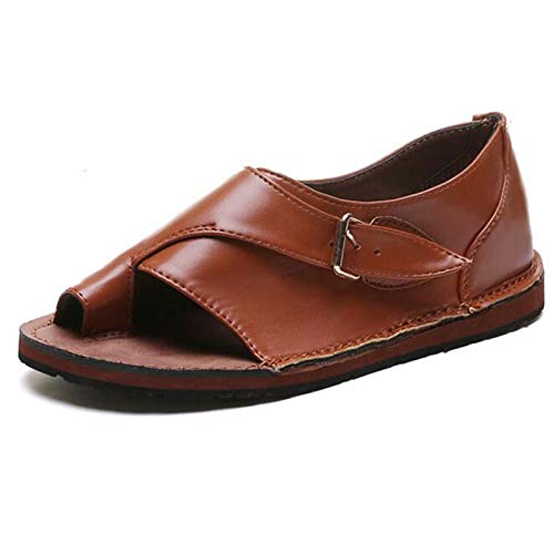 ZHXMYD Sandalias Férulas Mujer Dedo Grande Plano Hallux Valgus Ortopédico para Tratamiento Sandalias De Corrección De Dedo Gordo De Cuero PU Sandalias De Verano con Punta Abierta
