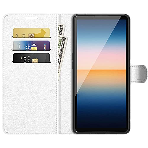 zl one Compatible con/reemplazo para la funda de teléfono Oppo A7/AX7/A12 PU cuero protección ranuras para tarjetas cartera funda Flip Cover (blanco)