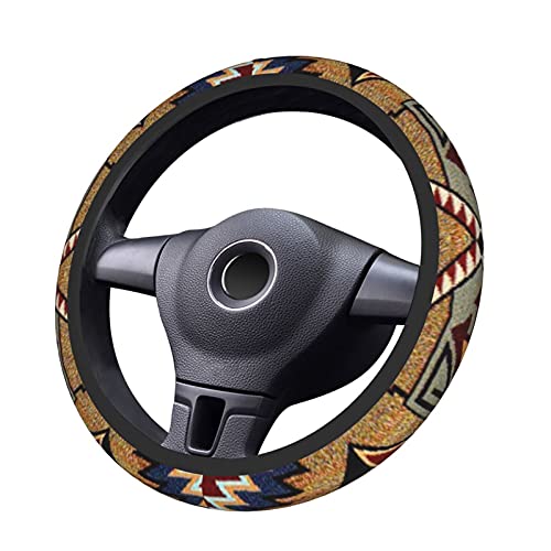 ZORIN Funda para volante de coche para mujeres y hombres, tribus nativas americanas geométricas fundas protectoras 14.5-15 pulgadas, ajuste universal a la mayoría de sedanes SUV