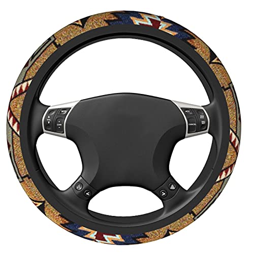 ZORIN Funda para volante de coche para mujeres y hombres, tribus nativas americanas geométricas fundas protectoras 14.5-15 pulgadas, ajuste universal a la mayoría de sedanes SUV
