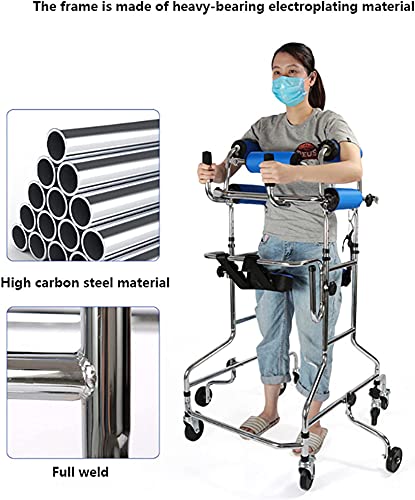 ZRSHBBAD Caminador para Ancianos y Minusvalidos, Adulto Axila Doble Andador for Ancianos Minusválido Andadores Hemiplejia Miembros Inferiores Caminar Rehabilitación Formación Bastón, 8 Ruedas