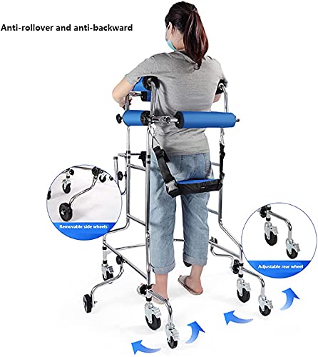 ZRSHBBAD Caminador para Ancianos y Minusvalidos, Adulto Axila Doble Andador for Ancianos Minusválido Andadores Hemiplejia Miembros Inferiores Caminar Rehabilitación Formación Bastón, 8 Ruedas