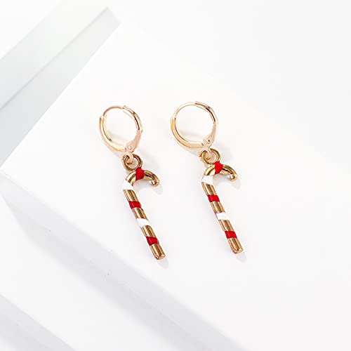 Zuiaidess Pendientes De Navidad - Pendientes Colgantes De Muleta De Campana De Árbol De Navidad De Dibujos Animados, Regalos De Joyería con Dijes para Mujeres, Adornos Americana, 2