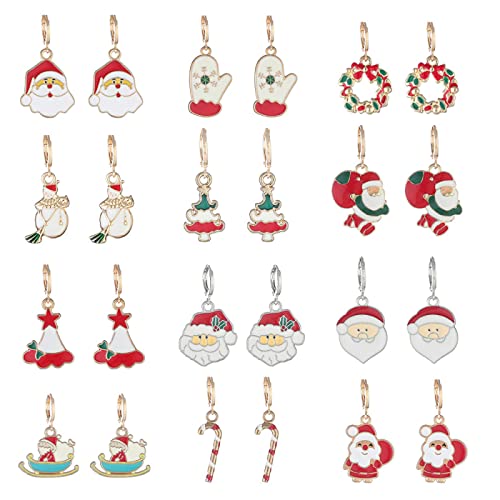 Zuiaidess Pendientes De Navidad - Pendientes Colgantes De Muleta De Campana De Árbol De Navidad De Dibujos Animados, Regalos De Joyería con Dijes para Mujeres, Adornos Americana, 2
