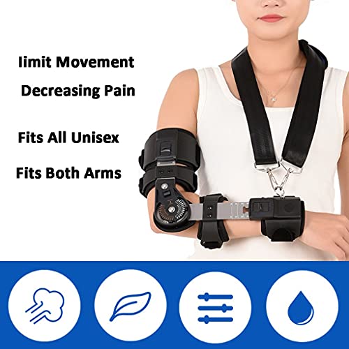 Zyxdk Ortesis de Brazo Apoyo, Post Operación Recuperación de Lesiones, Telescópico con Bisagras Codo Ortopédico, ROM Ortesis Ajustable Rango de Movimiento, Talla Única Se Adapta a Todos Unisex