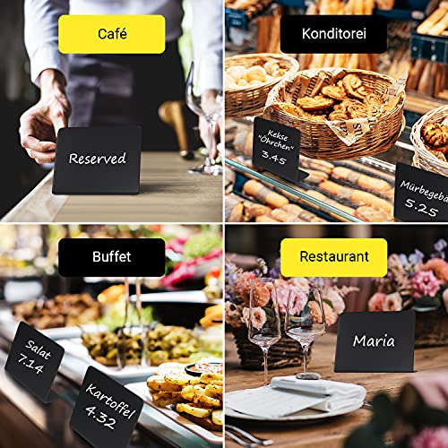 10 Pack Rustic Mini Chalkboard Signs - 76x101mm For Liquid Chalk Markers And Chalk - Small Plastic Message Board Signs - Table Numbers - Food Labels For Party - Small Chalkboard