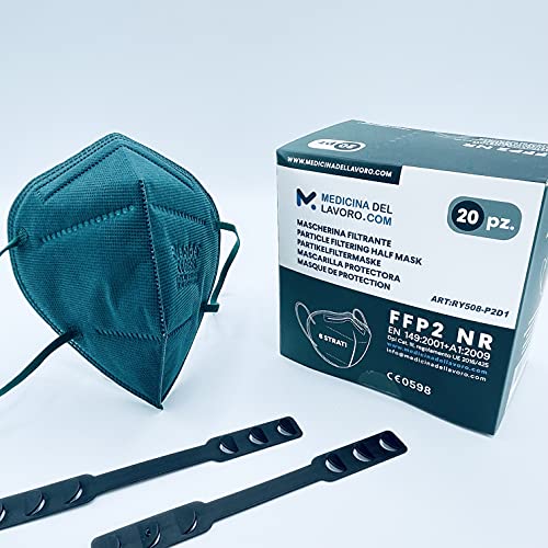 20 Mascarillas FFP2/KN95 Colores Verde Homologadas Certificación CE sin Válvula de 6 Capas, Máscara Protectora de Polvo, Mascarilla de Protección Personal con Filtros de Calidad BFE≥95, 20 Piezas