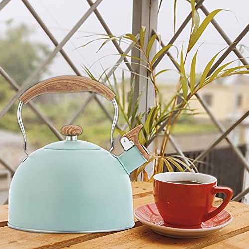 2,5 L Hervidor De Acero Inoxidable para Estufa De Gas, Hervidor De Agua En Estufa De Gas con Mango Ergonómico De Madera, Tetera De Acero Inoxidable, Tetera De Acero Inoxidable