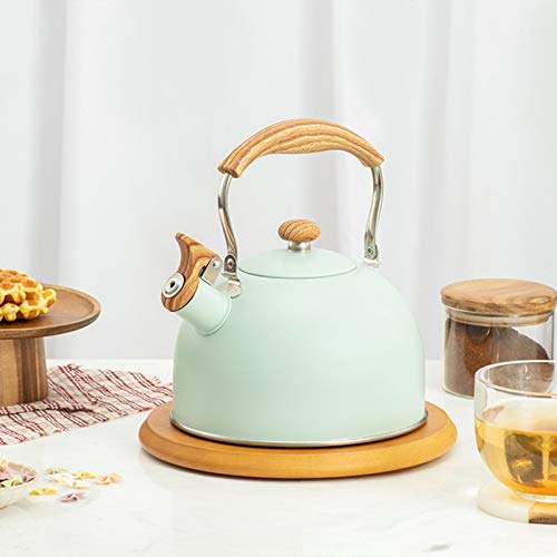 2,5 L Hervidor De Acero Inoxidable para Estufa De Gas, Hervidor De Agua En Estufa De Gas con Mango Ergonómico De Madera, Tetera De Acero Inoxidable, Tetera De Acero Inoxidable