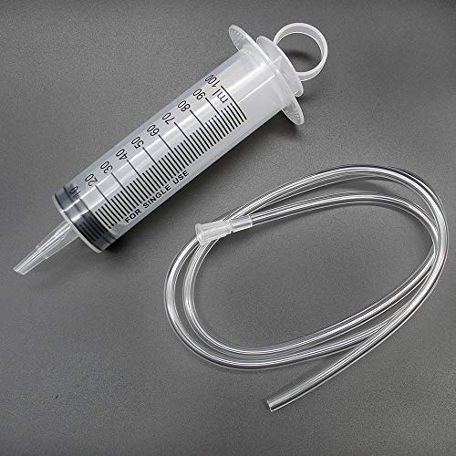 3 Pcs 100 ml Jeringa con tubo de 3 m, jeringa grande de plástico sin aguja para Aceite de Motor Tinta Hidropónica Líquido Pegamento, Medición, Dispensación, Riego