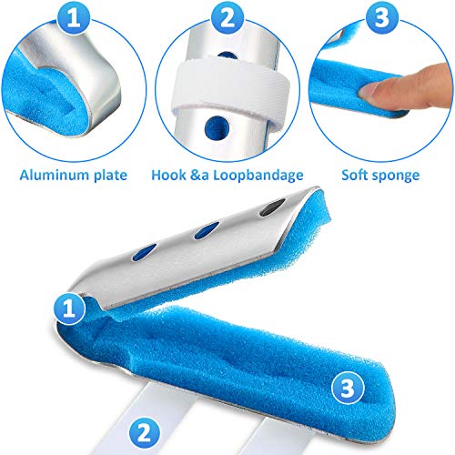 3 Piezas Férulas de Dedos Soporte de Dedo de Metal Estabilizador de Dedos en 3 Tamaños y 20 Protectores Mangas de Dedos Soporte de Pulgar Protector de Compresión Elástica para Soporte