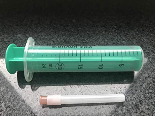 AE-GLAS Jeringas de 20 ml, jeringas de laboratorio, jeringuillas para líquidos, jeringuillas con aguja roma, cánula para e-Liquid Aroma Hobby y bricolaje (juego de 3 x 20 ml)