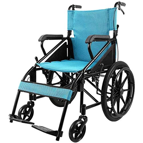 aedouqhr Silla de Ruedas autopropulsada, Plegable, para Viajes en casa, para discapacitados/Ancianos, Carrito de Movilidad con Freno Doble, neumáticos no neumáticos, Pedales Ajustables