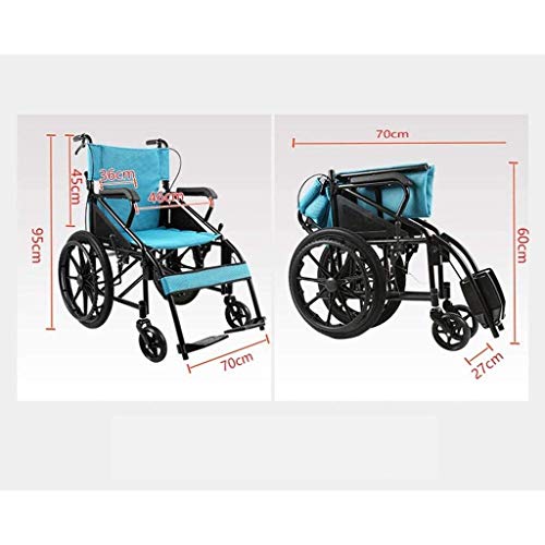 aedouqhr Silla de Ruedas autopropulsada, Plegable, para Viajes en casa, para discapacitados/Ancianos, Carrito de Movilidad con Freno Doble, neumáticos no neumáticos, Pedales Ajustables