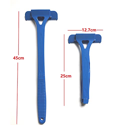 Afeitadora Espalda Afeitadora Corporal para Hombres, Depilación Corporal con Mango Largo 25-45 cm Ajustable, Curvo DIY Peluquero Afeitadora Sin Dolor 5 cuchillas adicionales incluidas