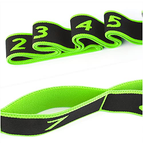 AIOIA Bandas Elasticas Fitness,Banda de Estiramiento con 8 bucles de Estiramiento,Correa de Yoga Banda Elástica de Resistencia para Yoga,Fitness y Danza