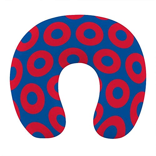 Almohada de Viaje en Forma de U de Moda Cojín de Apoyo para el Descanso del Cuello Almohada de Descanso de Viaje cómoda y Transpirable para la Siesta de avión / Coche / Oficina (círculos de Phish)