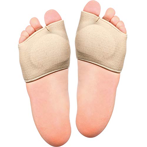 Almohadillas de Manga Metatarsal, Cojín de Bola de Pie con Almohadilla de Gel de Suela, Mitad de Calcetín para Alivio de Metatarsalgia, Callosidades y Otros Dolores de Bola de Pie (2 Piezas, Beige)