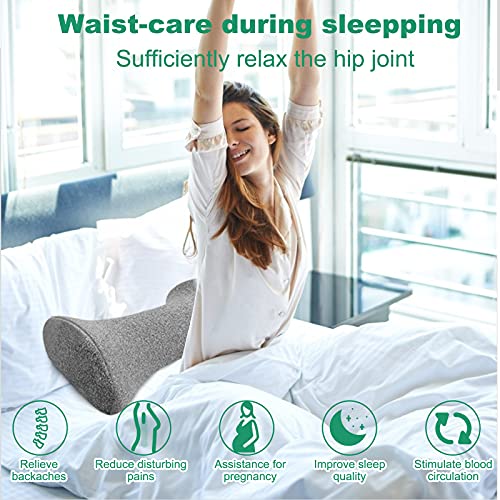 Amazon Brand - Umi Cojín Lumbar de Espalda, Cojín de Espuma Viscoelástica para Lumbar, Cojín Lumbar Ciática para la Parte Inferior de la Espalda, Adecuada para Dormir de Lado y Boca Arriba