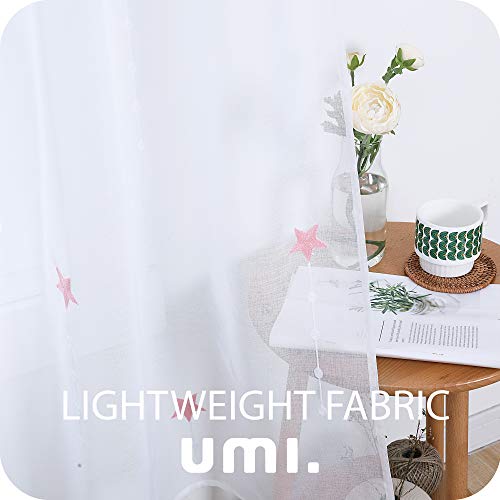 Amazon Brand - Umi Cortinas Translucidas Decorativas con Motivos Lluvia de Meteoros con Ojales 2 Piezas 140x175cm Rosa