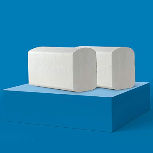 AmazonCommercial – Toallitas de papel prémium de 2 capas de celulosa pura plegadas en zigzag, 20 packs, 2600 hojas