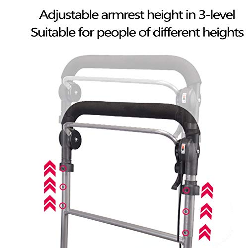 Andador De Andar De Altura Regulable para Personas Mayores De Edad Avanzada, Soporte De Andar Rodante Compacto Plegable con Asiento Y Rueda Bolsa De Almacenamiento Desmontable