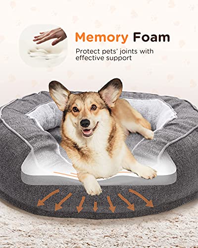 Anipark Cama para Perros, Cama Ortopédica de Espuma con Memoria para Perros/Gatos Pequeños/Medianos, con Funda extraíble y Lavable y Fondo Antideslizante - Gris
