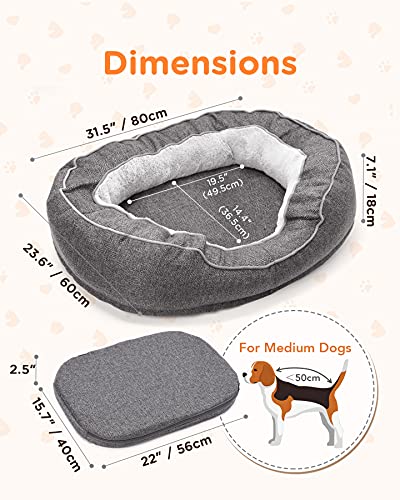 Anipark Cama para Perros, Cama Ortopédica de Espuma con Memoria para Perros/Gatos Pequeños/Medianos, con Funda extraíble y Lavable y Fondo Antideslizante - Gris