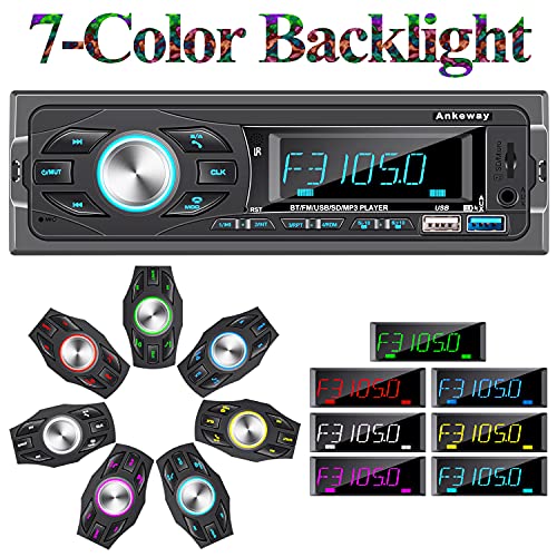 ANKEWAY RDS Radio Coche Bluetooth 5.0 con Asistente de Voz y Control de App, MP3/RDS/FM Radio de Coche con Llamadas Manos Libres y Control Remoto, Soporta USB/Tarjeta TF/AUX/USB 3.0 de Carga Rápida