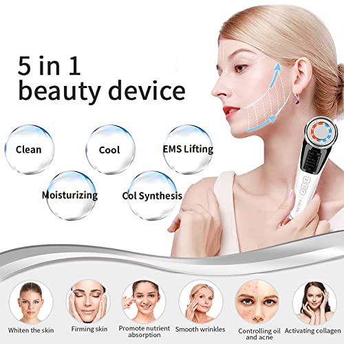 ANLAN Masajeador Facial Instrumento Multifuncional con Frío Calor Fototerapia Roja y Azul para Antiarrugas, Anti-envejecimiento, Limpieza Profunda, Cuidado Facial
