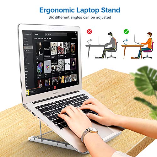 ANSGEC Soporte Portatil, Todo aluminio estable soporte para portatil, Anti-scratch, 12 Ángulos Ajustables soporte ordenador portátil, Refrigeración laptop stand para Macbook DELL, HP, PC y Otro 11-17”