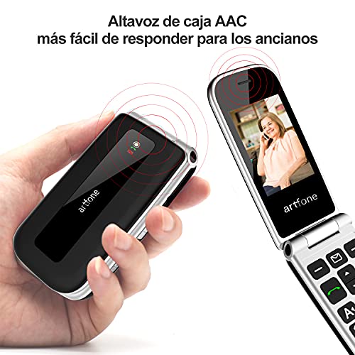 Artfone F20, telefono movil para Mayores, 2,4 Pulgadas teléfono móvil con botón Grande para Personas, teléfono móvil para Personas Mayores con botón SOS, batería de 1000 mAh