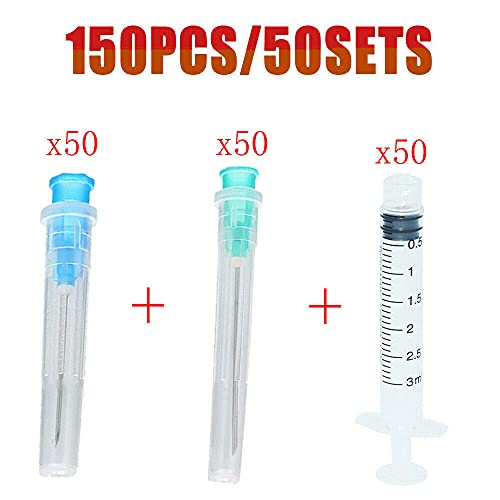 ATIN 150X 3ml jeringa verde 21G aguja de dibujo azul 23G aguja de inyección, utilizado para experimentos y uso industrial