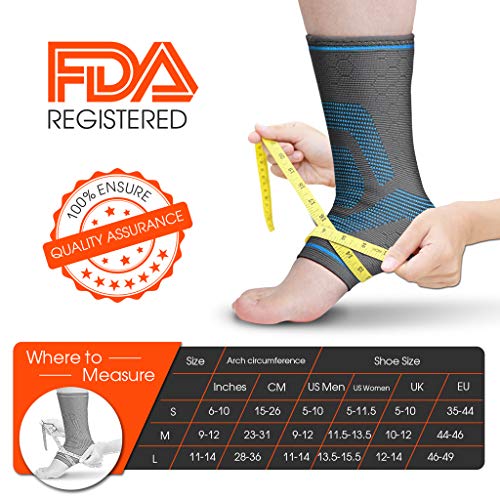 Awenia Tobilleras Deportivas de Compresión Tobillera Estabilizadora para Esguince de Tobillo Fascitis Plantar, Soporte de Tobillos Tobillera Proteccion para Hombre y Mujer,Azul-S