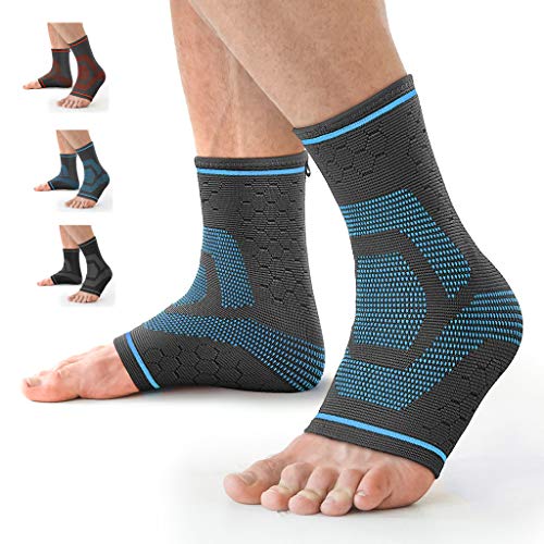Awenia Tobilleras Deportivas de Compresión Tobillera Estabilizadora para Esguince de Tobillo Fascitis Plantar, Soporte de Tobillos Tobillera Proteccion para Hombre y Mujer,Azul-S