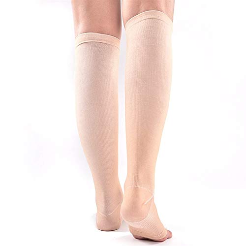 Ayudante útil Abertura en los pies de compresión Calcetines de los Hombres de la Rodilla Alta Calcetines Largos de circulación por presión Unisex Medias de presión de Venas varicosas