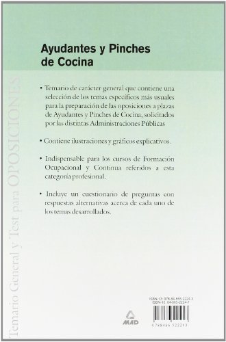 Ayudantes Y Pinches De Cocina. Temario General Y Test