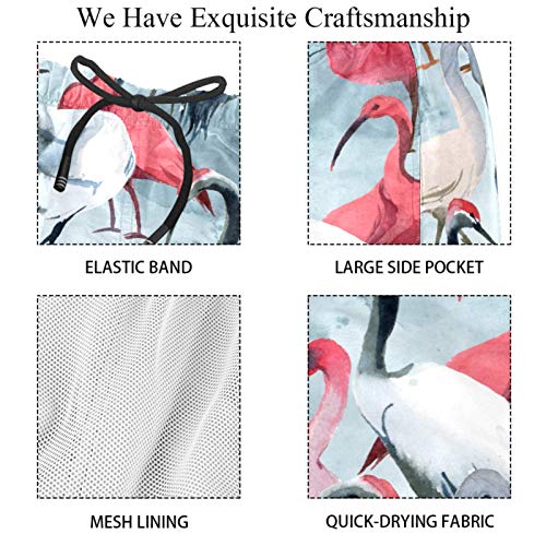 Bañador Hombre Grúa de Pintura Gris Rosa Traje de Baño Secado Rápido Short de Playa Forro de Malla Pantalones de Baño para Bote Playa Piscina S