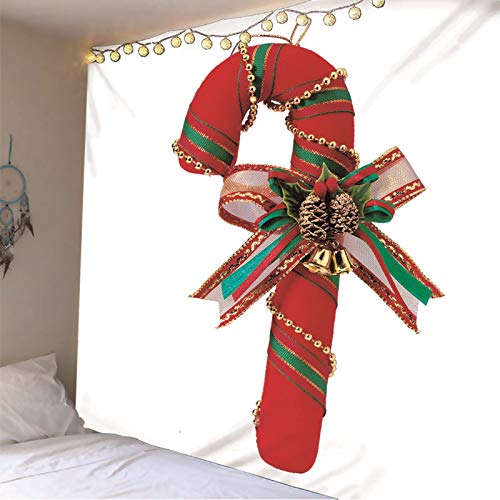 Banemi Tapiz Pared Grande, Decoracion Navidad Exterior Jardin Serpiente de Cascabel Muleta y Lazo Rojo Blanco Poliéster Pared Decoracion Tapiz Navidad 200X200cm