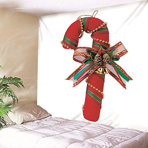 Banemi Tapiz Pared Grande, Decoracion Navidad Exterior Jardin Serpiente de Cascabel Muleta y Lazo Rojo Blanco Poliéster Pared Decoracion Tapiz Navidad 200X200cm