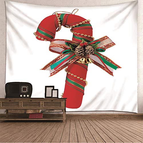 Banemi Tapiz Pared Grande, Decoracion Navidad Exterior Jardin Serpiente de Cascabel Muleta y Lazo Rojo Blanco Poliéster Pared Decoracion Tapiz Navidad 200X200cm