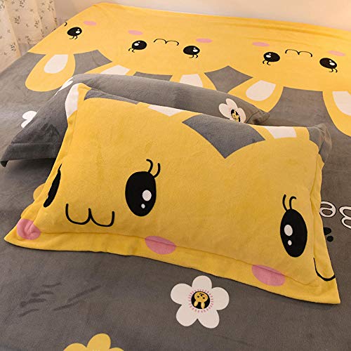 Bedding-LZ Funda nordica Cama 135,Funda de edredón de visón Dorado de Terciopelo de Leche Espesa Funda nórdica de Cama Doble Individual cálida sábana Funda de Almohada GRAMO_Hojas de 1,8 m (4