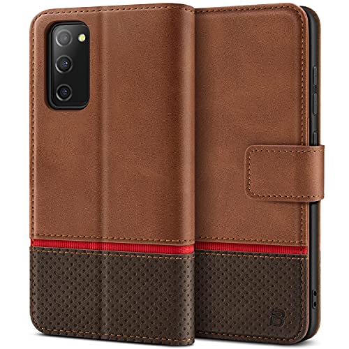BEZ Funda Samsung S20 FE 5G, Funda para Samsung Galaxy S20 FE 5G, Estuche Flip Cover Protector en Cuero de Poliuretano con portatarjetas, Kick Stand, Cierre magnético, Marrón